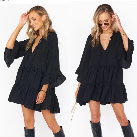 Show Me Your MuMu Dresses & Skirts - New NWT Show Me Your Mumu Black Viola Tiered Mini Dress - M